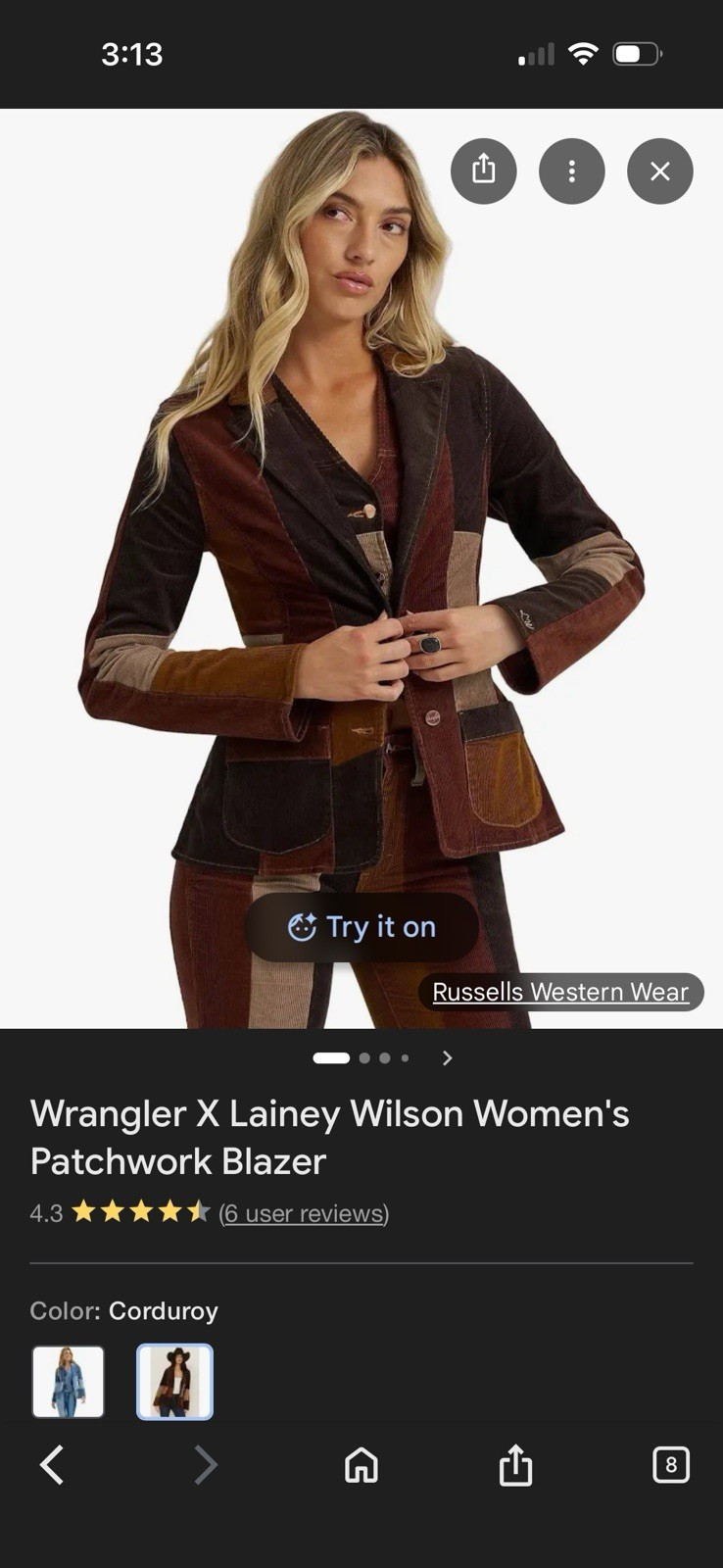 Wrangler X Lainey Wilson Patchwork Blazer Brown Tan Multicol