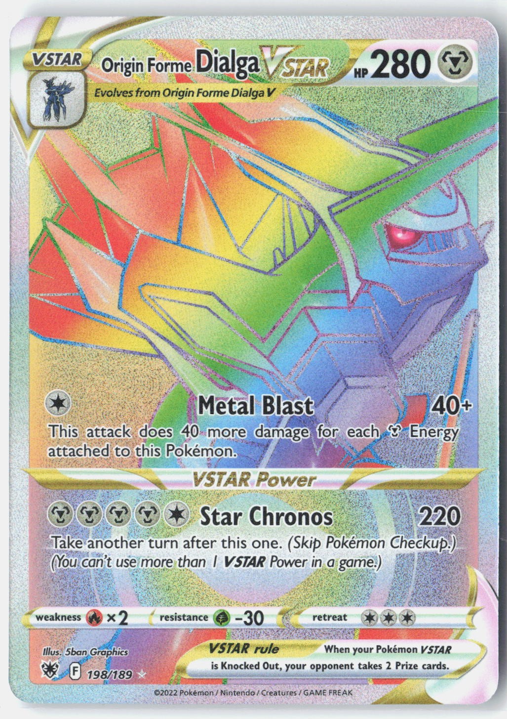 Origin Forme Dialga VSTAR Astral Radiance 198/189 Pokemon Card Holo
