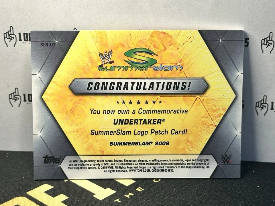 2019 Topps WWE Summerslam Summerslam Logo Patch Card Undertaker #SLR-UT Patch - Image 2 of 2
