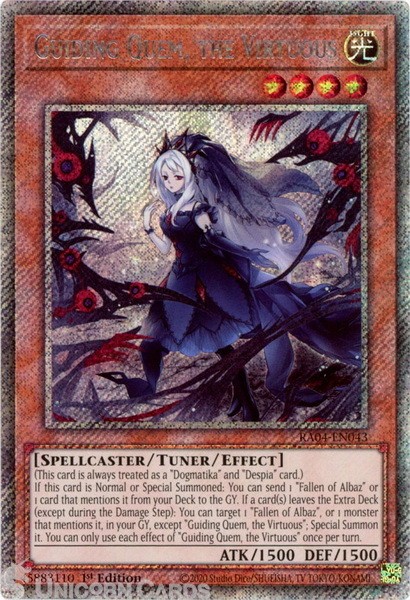 RA04-EN043 Guiding Quem, the Virtuous : Platinum Secret Rare 1st Edition Mint Yu