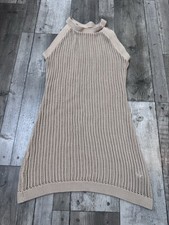 Quince Organic Cotton Open-Knit Cover Up Mini Dress Beige Women Small