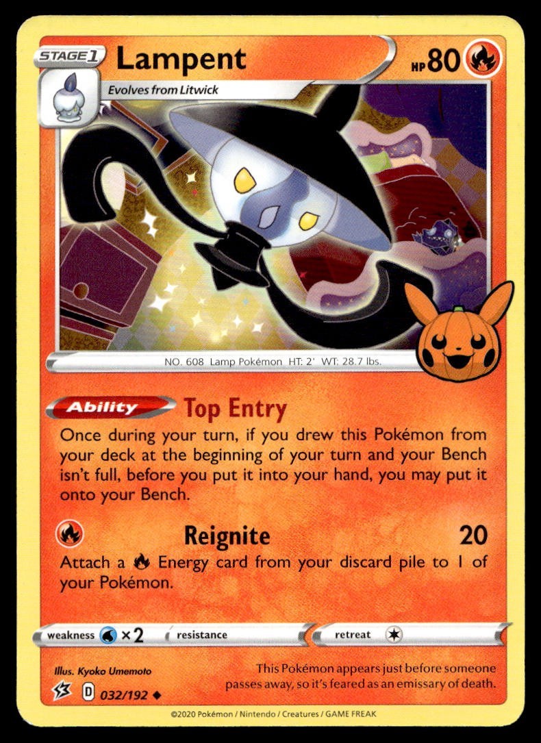 Lampent 32/192 Pokemon Card Trick Or Trade 2022 Uncommon 80 HP Near Mint M49