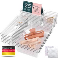 Schubladen Organizer KüChe Bad BüRo Transparent Stapelbar Flexibel 25Er Set