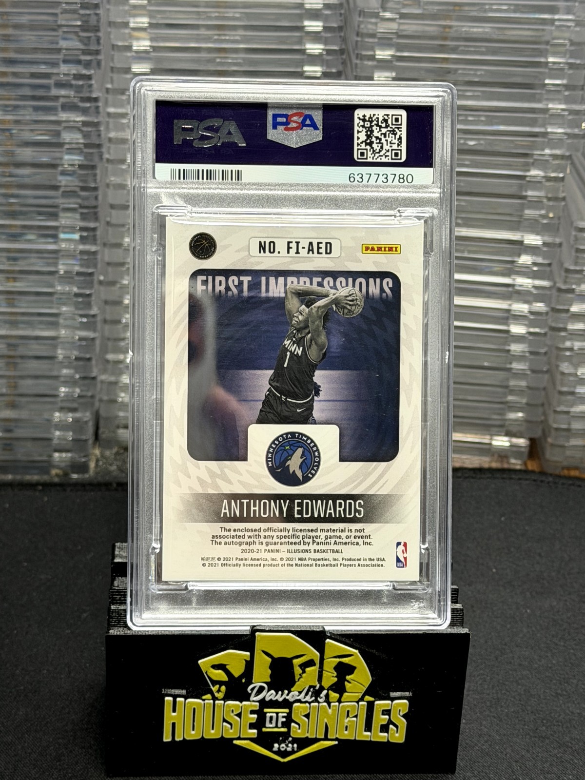 Anthony Edwards ROOKIE PATCH AUTO PSA 9 2020 Illusions #FI-AED First Impressions view 2