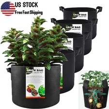 10 Pk Plant Grow Bags Fabric Pot Nursery Soil Bag w/ Handles Thickened Nonwoven