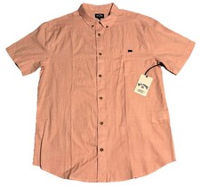 NWT BILLABONG 56 Men's MD ALL DAY Stretch Woven Casual Button-Up SS Shirt Pink