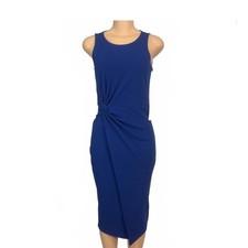 Sienna Blue Sleeveless Midi Dress with Side Knot Detail Size Small