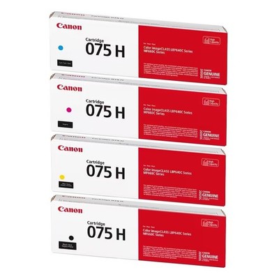 Canon 075 H Black/Cyan/Magenta/Yellow High Yield Toner Cartridge, Pack Of 4