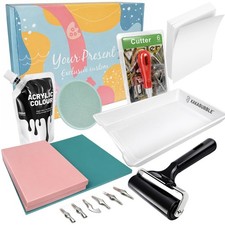 Linocut Kit for Printmaking, Stamp Making Kit with Linoleum Blocks, Carving T...