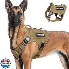 MOOGROU Tactical Dog Harness for Large Dogs,No Pull Military Dog Vest with Ha