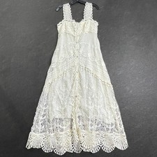 FARM RIO Nautical Guipure Maxi Dress Women's Size M Off-White 
