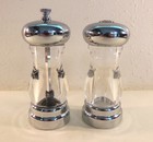 Vintage OLDE THOMPSON Clear Acrylic Lucite Carbon Steel Salt & Pepper Mill Set — photo 1