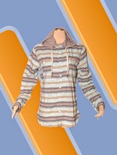 LEVI'S Aqua Orange Gray STRIPED Button Up HOODIE Shirt 100 COTTON Womens Medium
