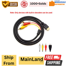 HDMI to 3 RCA Cable, 1080P 5Ft/1.5M Male to 3-RCA Video Audio AV Lead Wire Conne
