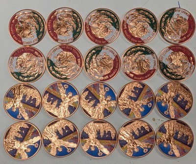 20X 2024 Mexico Libertad Colorized 1 oz .999 Fine Copper Round - Lot of 20 - B97