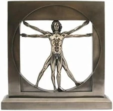 8.75" The Vitruvian Man (Leonardo Da Vinci) Cold Cast Bronze, Veronese design