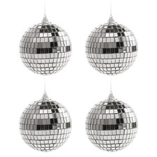 4 Pieces 4-Inch Mirror Disco Ball,Reflective Silver Hanging Party Disco Ball ...