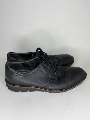 Scarpe eleganti stringate Ecco Oxford da uomo taglia 45 US 11 11 5 nere in pelle punta ad ala