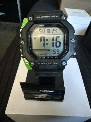 Casio Men's Illuminator Watch Black Resin Band, 10 Year Battery, AE1600H-1AV New