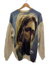 23SS Kurt Cobain Thick Knit Sweater XL Cotton BEG All Over Pattern