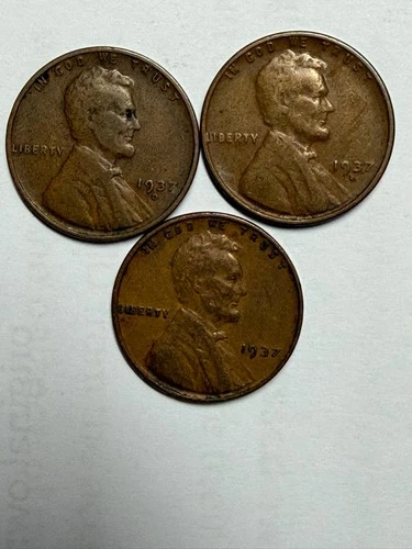 1937P  1937D and 1937S   Lincoln Wheat Cents Very Nice Coin 125