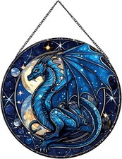Celestial Dragon Pattern Suncatcher Stained Glass,Hanging Stained Glass