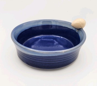 TUMBLEWEED POTTERY Beautiful Blue Drip Glaze Breakfast Bowl Dish Egg On Edge 5½''