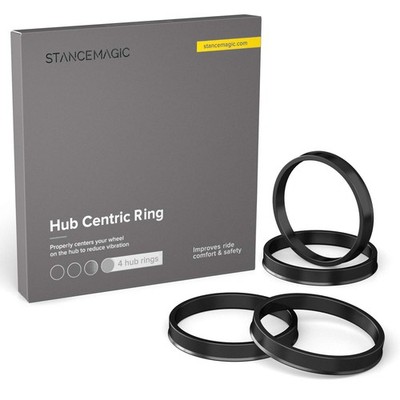 StanceMagic Hubcentric Rings (Pack of 4) - 64.1mm ID to 72.6mm OD, Black 