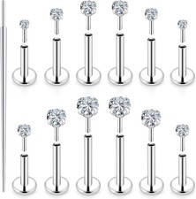 Yaalozei 20G 18G 16G Cubic 1-A:18G-Silver-6/7/8/10mm Bars-1.5/2/2.5/3/4 CZ