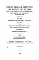 Paul Mayer | Studien üBer Die Reduktion Der Nitrite Und Nitrate | Taschenbuch