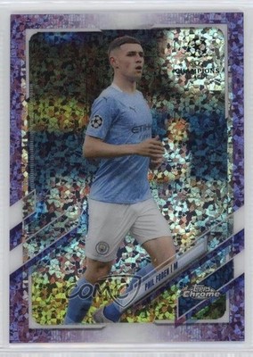 2020 Chrome UEFA Champions League Purple Mini-Diamond Refractor Phil Foden 13k3