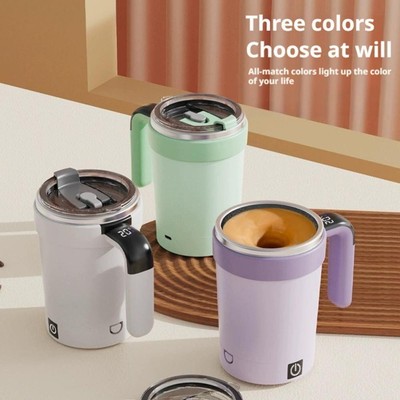 White Magnetic Electric Self Stirring Automatic Mug Mixing Milk Coffee Cup D7G7
