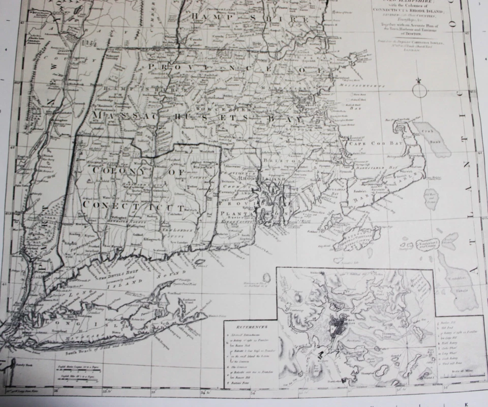 NEW ENGLAND COLONIES MAP 1775 BY THE U.S. DEPARTMENT OF THE NAVY (1972) - Image 3 of 4