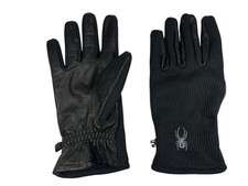 SPYDER Black Warm LEATHER-PALM WINTER GLOVES Ski Snowboard Hike Gym Gear Men's L