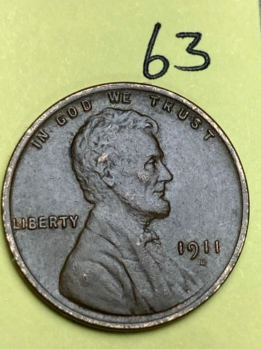1911-D LINCOLN WHEAT CENT, "HIGH GRADE XF", EXTREMELY FINE coin #63