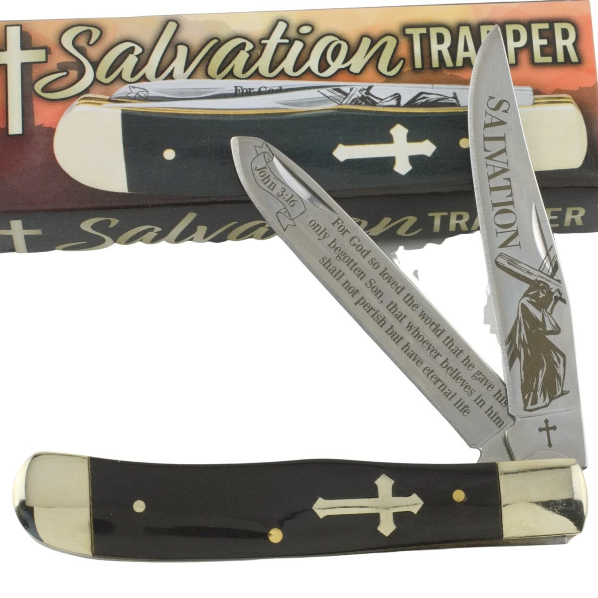 Christian Pocket Knife Salvation Bible Verse Trapper