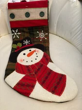christmas stocking snowman on a tartan stocking 18 in
