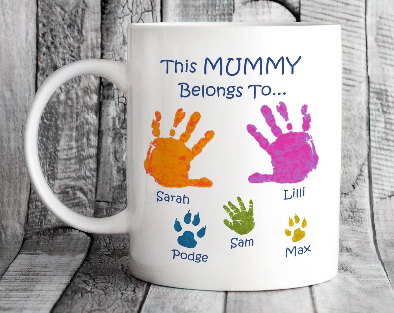 Personalised This Mummy Belongs To... Handprints Mug Birthday Present