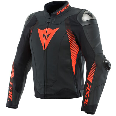 Dainese Super Speed 4 Lederjacke schwarz-matt/fluo-rot Motorradjacke Motorrad