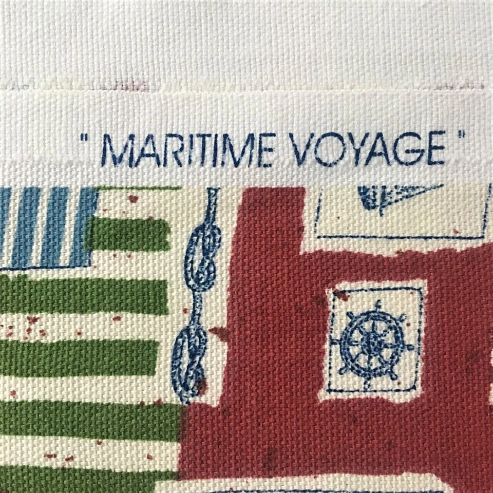 Vtg Waverly Fabric Multi Cotton Maritime Voyage 33x44 Home Seasons Boat Nautical - Image 2 of 4