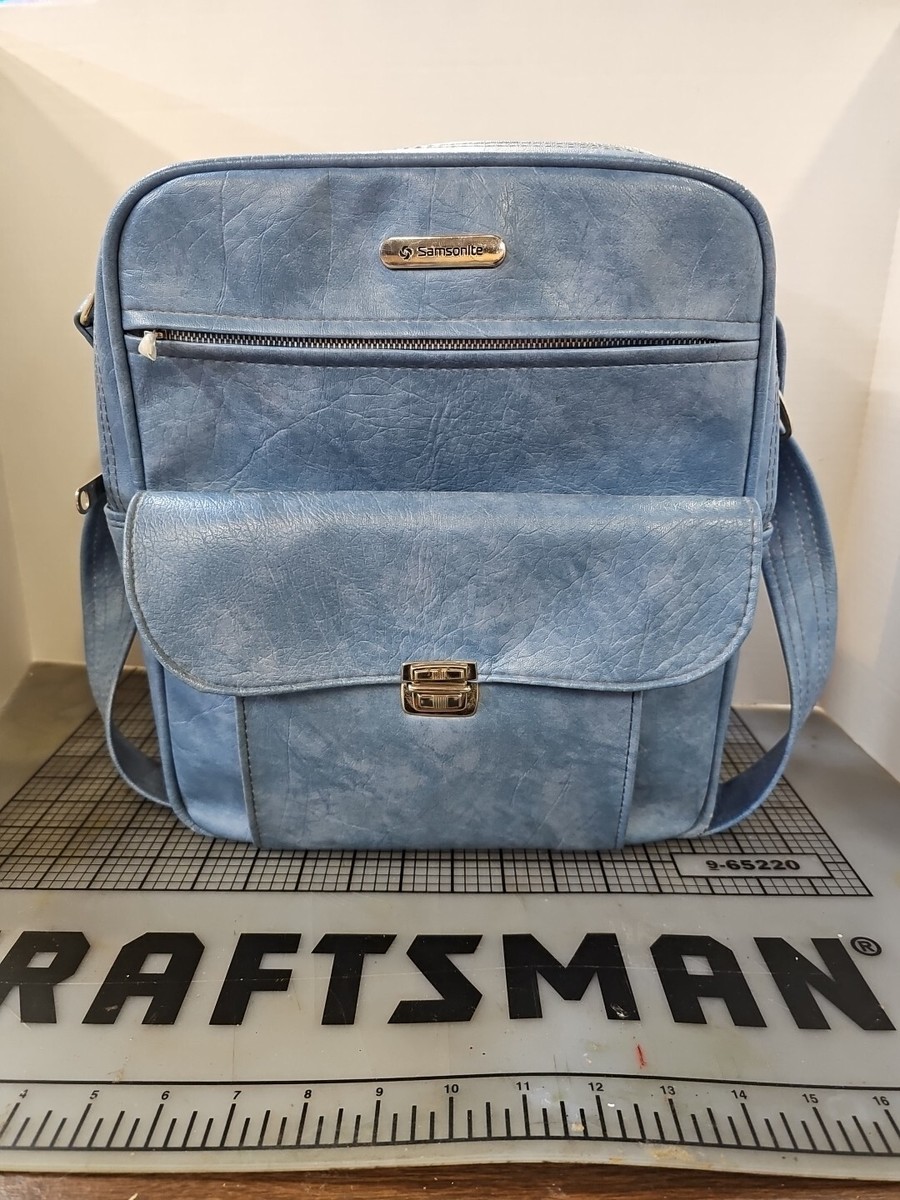 Vintage Samsonite Luggage Shoulder Bag Carry On Blue Purse Diaper Travel  Zippers