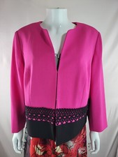 Joanna Hope Bright Pink Black Jacket Occasion Wedding Jacket Lace Trim L/xl