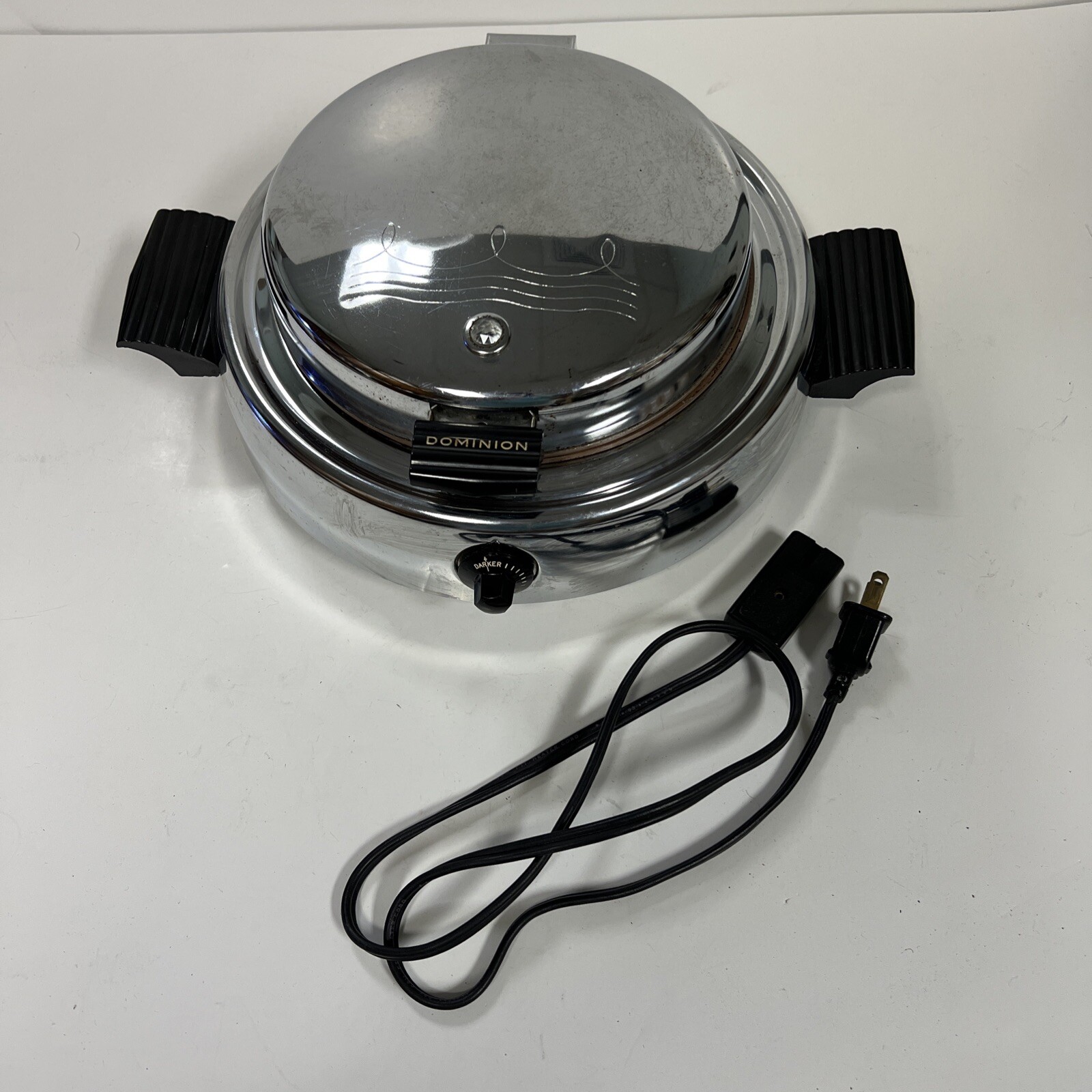 MCM Chrome Dominion Waffle Maker Model 1316 1950s Retro MidCentury