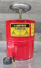 Justrite 10308 Plunger Can, 1 Gallon Can Capacity, Galvanized Steel, 5 In