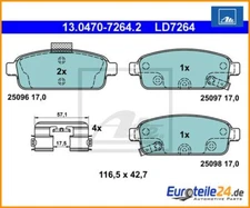 Brake pad set, disc brake ATE ceramic ATE 13.0470-7264.2