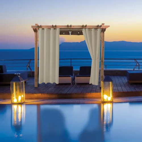 1/2 Stück Wasserdicht Outdoor Terrasse Vorhänge 52" Breit Sichtschutz Verdunkelung Pergola Schatten - Bild 38 von 124