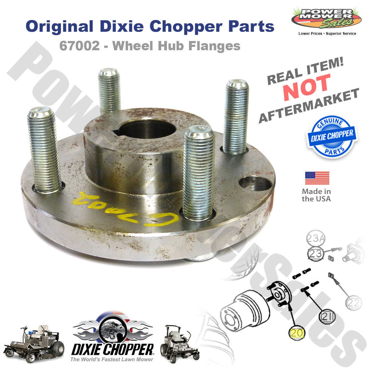 OEM Dixie Chopper Wheel Motor Hub Flange Assembly for Lawn