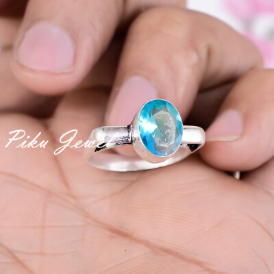 London Blautopas Edelstein 925 Sterling Silber Mode Ring Ihr Geschenk Schmuck