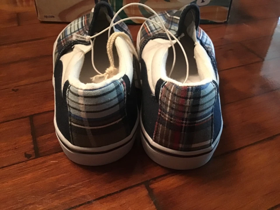 Zapatos de Lona Azul Topo Multi Cuadros Océano Pacífico Deslizables Niños Niños Talla 4 Foto 3 de 4