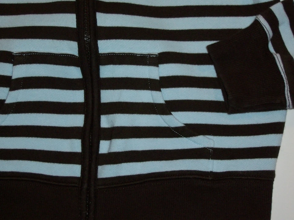 Gymboree "GIRLS BEST FRIEND" tamanho 7-8 HOODIE...LISTRADO AZUL E MARROM...EUC  - Imagem 3 de 3